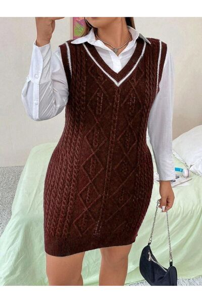 Iuliashop Rochie tricotată scurtă Maro Charo - Mărimi mari - 44