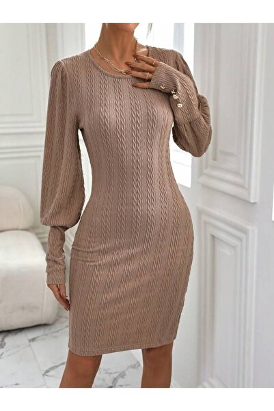 Iuliashop Rochie midi Delan bej - S