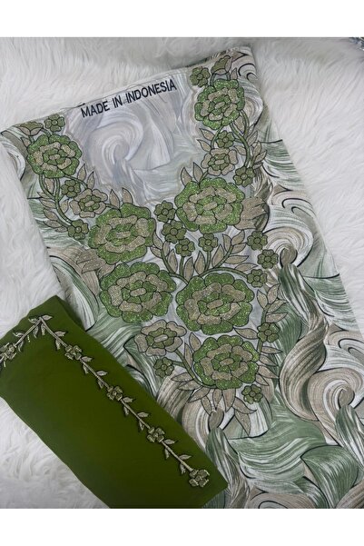 REHAM Emirati Soft Silk Khimar Fabric with Heavy Embroidery on Chest and Slee...