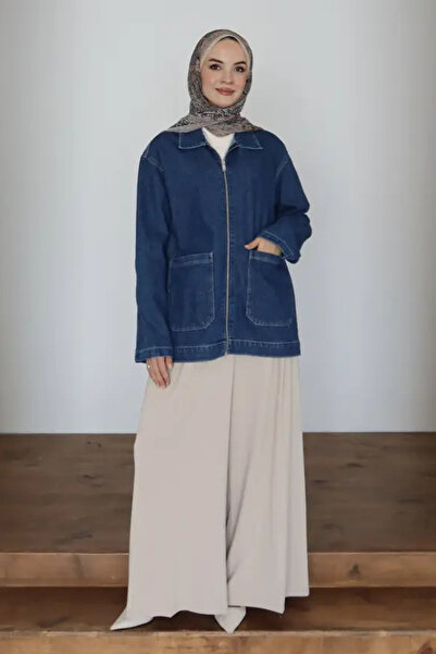 MİSSKAYLE Τζιν Μπουφάν |   Σκούρο φερμουάρ τσέπης με μεγάλο φερμουάρ, casual ...