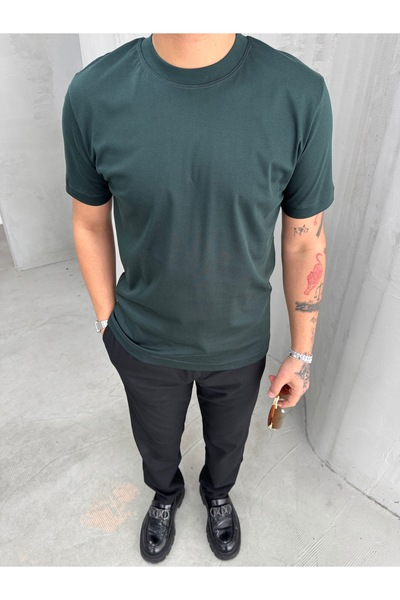 KeepRising Erkek Bisiklet Yaka Basic Tshirt - Erkek Kısa Kollu Merserize Kuma...