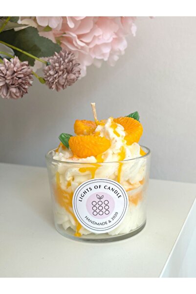 lıghts of candle handmade & 2020 Mandalina Temalı Soya Wax Doğal Cup Bardak Mum