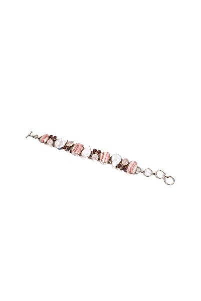 mySTILL 925 Silver Bracelet - with Mother of Pearl, Rhodochrosite - Adjustabl...