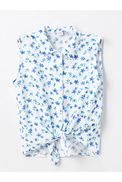 LC Waikiki Lcw Kids White Patterned Girls' Crop Shirt