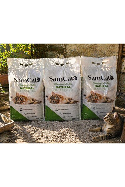 Samcat topaklanan natural tozsuz kedi kumu 10 LT (8,5 KG) X 3