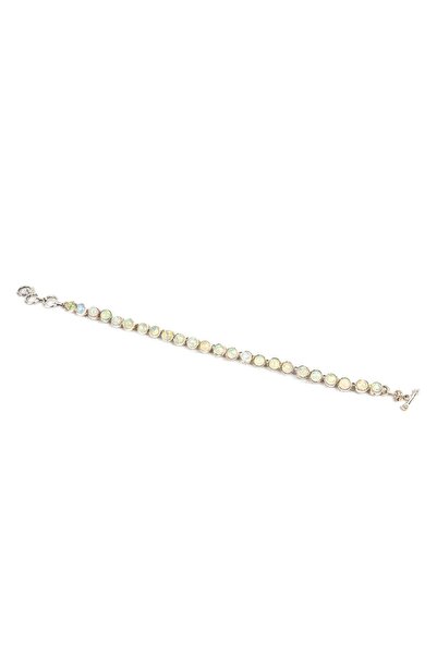 mySTILL Silver 925 Bracelet - with Opal - Adjustable - 210 mm x 10 mm - Color...