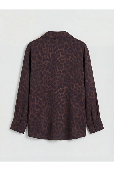 LC Waikiki Γυναικείο πουκάμισο με καφέ λεοπάρ σχέδιο
