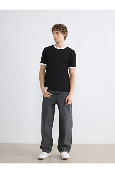 LC Waikiki Black Crew Neck Combed Cotton Men's T-Shirt