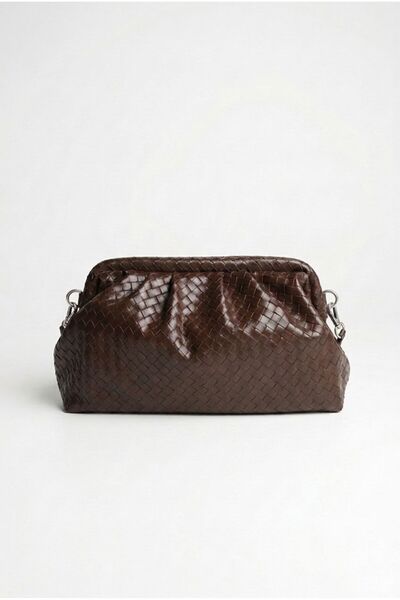 Lilivo Bags Diana Knitted Detailed Hand and Shoulder Bag with Magnet Closure, Brown