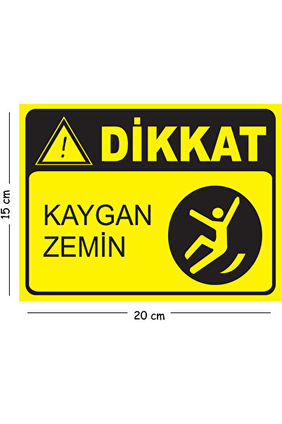 Mayeka Metal Dikkat Kaygan Zemin 2 15x20 cm Uyarı İş Güvenliği Levhası
