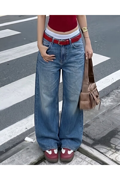 Toum Στρητγουέαρ Ρετρό Φαρδύ Τζιν Παντελόνι