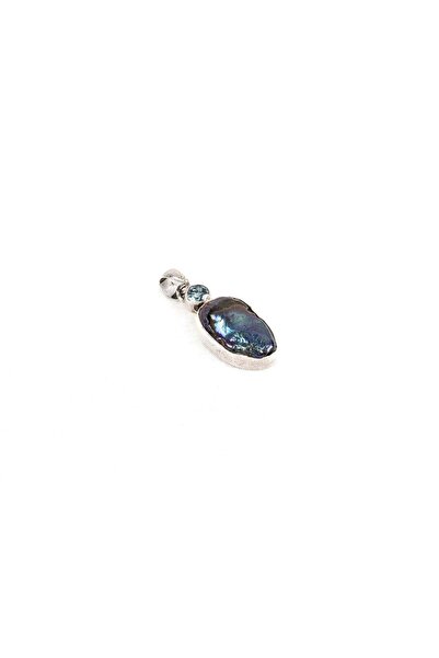 mySTILL 925 Silver Pendant with Aquamarine and Baroque Pearl Blue - 30 mm x 1...