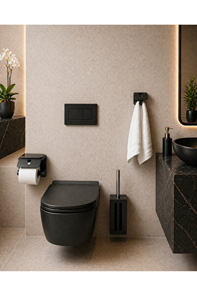 mee wall art Bathroom Set 3-Piece Toilet Paper Holder + Towel Holder + Brush ...