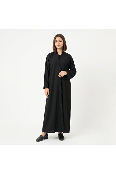 HAWRAA ABAYA Black Girls' Wrap Abaya with Embellishments on the Edges