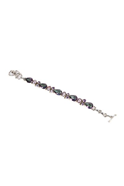mySTILL Silver 925 Bracelet - with Topaz, Violet Pearl - Adjustable - 200 mm ...