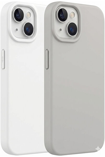 UNIQUE ME iPhone 13/14 Uyumlu Silikon Kılıf Seti Beyaz-Gri