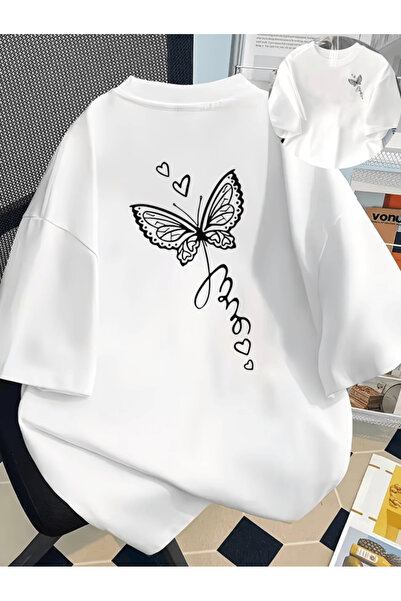 gencerco Μπλουζάκι Premium Oversize με στάμπα διπλής όψης με σχέδιο ιπτάμενης...