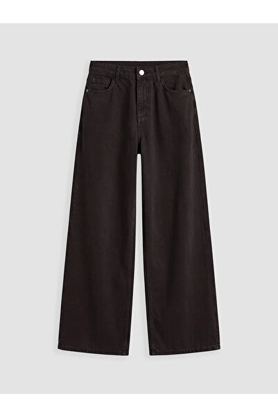 LC Waikiki Brown High Waist Wideleg Women's Jean Trousers