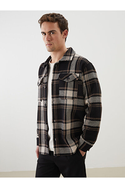 LC Waikiki Nevavm Regular Fit Plaid Wool Blend Men's Shirt Jacket with Differ...