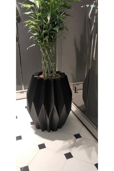 abacıshop Prisma Noir Dekoratif Fiber Saksı Modern Saksı