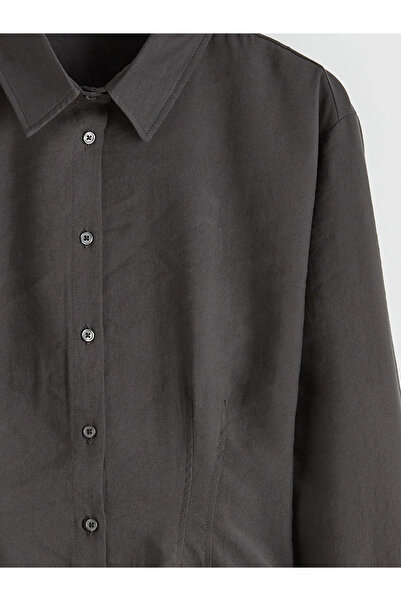 LC Waikiki Ανθρακί γυναικείο πουκάμισο με κορδόνι