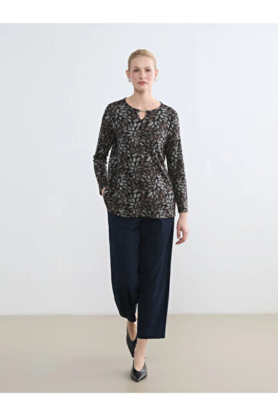 LC Waikiki Γυναικείο παντελόνι με ελαστική μέση σε μπλε ναυτικό χρώμα