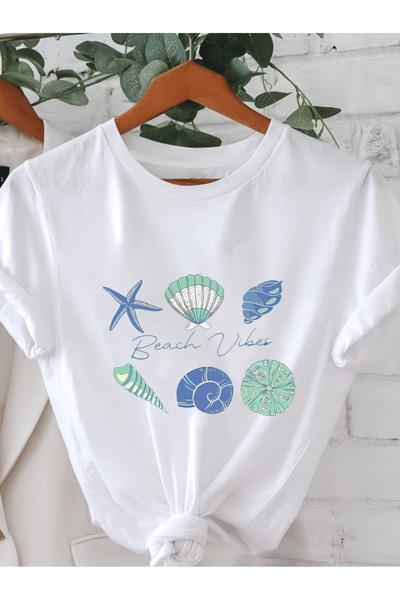 one button Μπλουζάκι Premium Oversize με στάμπα με μοτίβο Beach Vibes