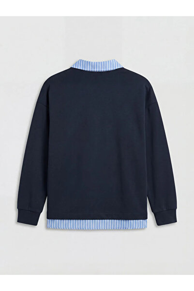 LC Waikiki Μπλούζα σε μπλε ναυτικό χρώμα με ριγέ γιακά