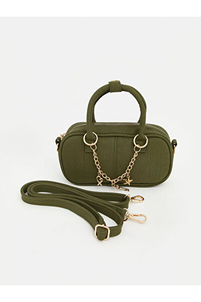 LC Waikiki Γυναικεία τσάντα ώμου σε χακί σουέντ εμφάνιση