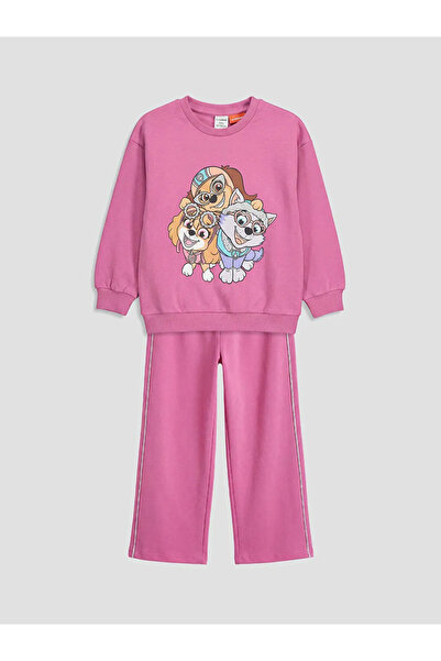 LC Waikiki Μωβ Σετ Φόρμας για Κορίτσια Paw Patrol με τύπωμα
