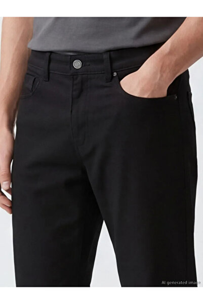 LC Waikiki Μαύρο ανδρικό τζιν παντελόνι 779 σε κανονική γραμμή