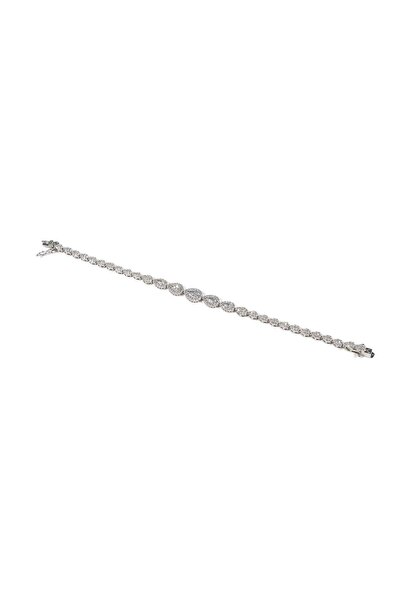 mySTILL Silver Bracelet 925 - with Zirconia - Fixed - 180 mm x 5 mm - Colorle...