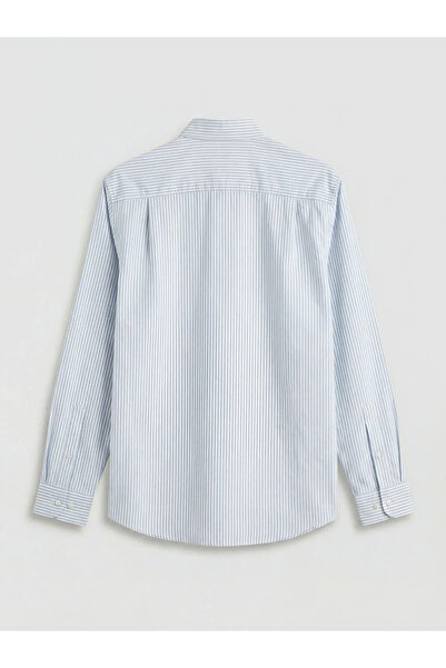 LC Waikiki Ανδρικό πουκάμισο Oxford με ρίγες σε μπλε χρώμα κανονικής εφαρμογής