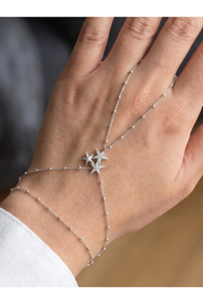 GKCBijoux Gümüş Kaplama Zirkon Taşlı Yıldız Figürlü Şahmeran Bileklik