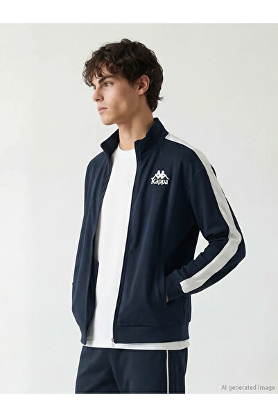 LC Waikiki Navy Blue Mock Neck Unisex Zippered Sweatshirt