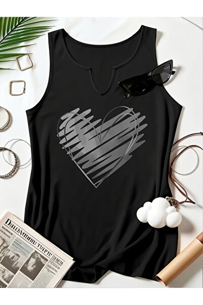 mercoledi Γυναικείο μπλουζάκι με τύπωμα με μισό V-λαιμόκοψη, αμάνικο, κανονικ...