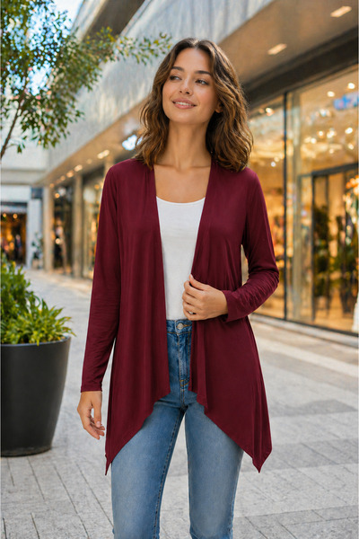 IŞILTI Γυναικεία ζακέτα με ανοιχτό μπροστινό μέρος, ασύμμετρη κοπή, μακρυμάνι...