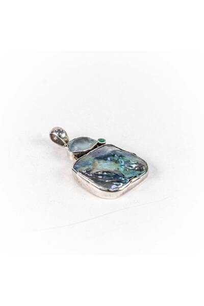 mySTILL STILL Pendant Silver 925 - Size 50 mm x 27 mm, Abalone Shell, Multico...