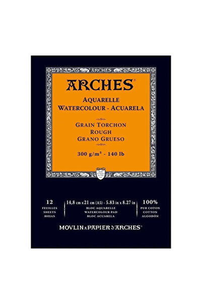 Arches Suluboya Blok Defter - Kalın Doku - 300gr. 14,8x21cm (A5) - 12 Yp.