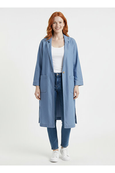 Neden Tekstil Γυναικείο Μπλε Τζιν Μπουφάν Oversize