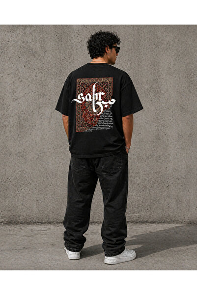 LOTS MODA Oversize Black T-Shirt – “Patience” Lettering Pattern, 100% Cotton,...