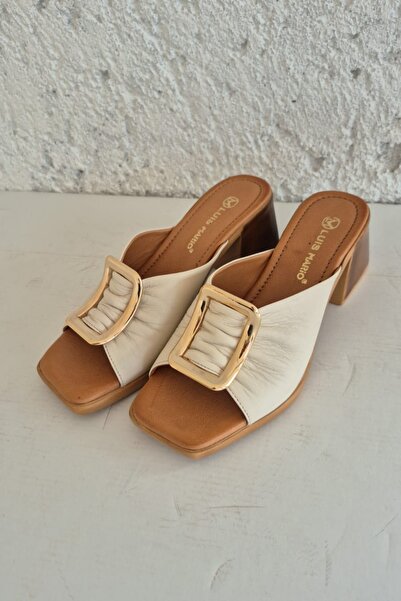 EREN SHOES BAG (COSTA) شبشب نسائي من الجلد الطبيعي بإبزيم متوسط ​​وكعب سميك