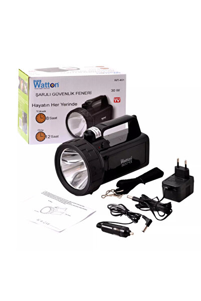Watton 30W Güçlü LED Fener Yüksek Parlaklık Güvenlik Kullanımı WT-401