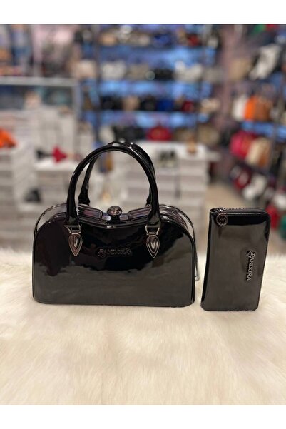 Pandora Bags Women's Black Patent Leather Bag Wallet Set Stylish Combination ...