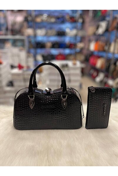 Pandora Bags مجموعة حقائب يد نسائية من الجلد اللامع باللون العنابي، مجموعة حق...