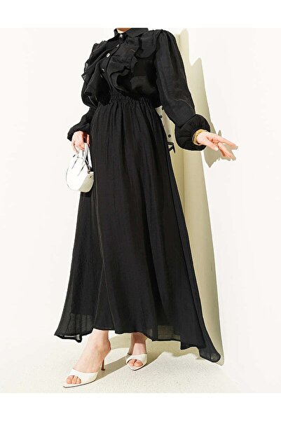 Lavanta Tekstil Σετ με χρυσά κουμπιά και φούστα με βολάν στο μπροστινό μέρος