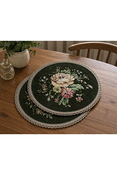 MYHOMEGOBLEN Κάλυμμα τραπεζιού σαλονιού Şönilli ταπετσαρίας 40x40 στρογγυλό 2...