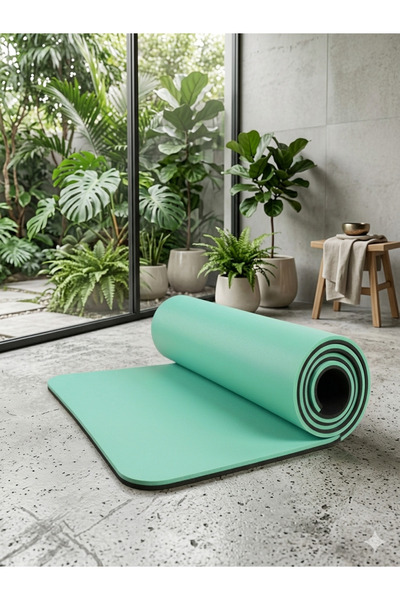 BMHOUSE Profesyonel 10 mm Yoga ve Pilates Matı - Su Yeşili & Siyah