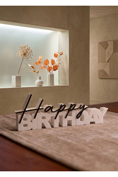 3D Happy Birthday Tasarım Masa Üstü Obje - Çift Renk Doğum Günü Dekoru