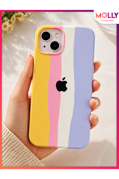 Molly iPhone 13 İçin Candy Flow Liquid İçi Kadife Silinebilir Silikon Kılıf